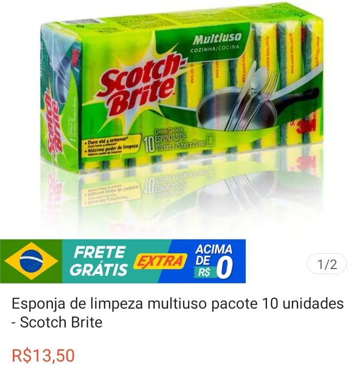 Esponja de limpeza multiuso pacote 10 unidades — Scotch Brite
