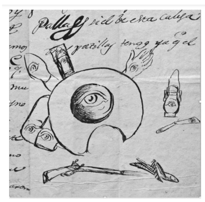 Francisco de Goya, letter to Martín Zapater, mid-1780s (detail). Biblioteca Lázaro Galdiano, Madrid