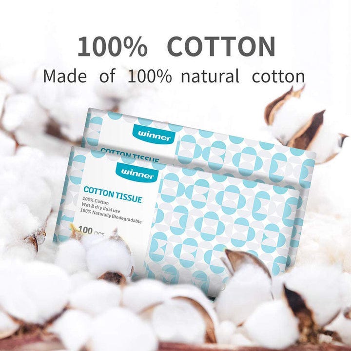 Winner Soft Face Towels - 100% USA Cotton Dry Wipes, 600 Count Unscented  Cotton Tissues for Sensitive Skin, OEKO-TEX Certified Face Towelette,  Makeup