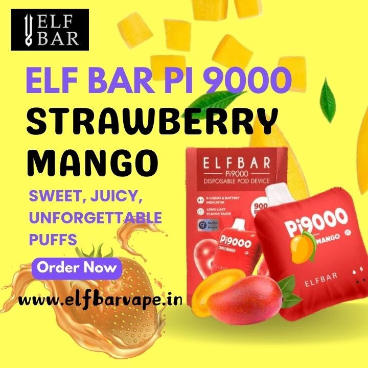 Elf Bar Pi 9000 Strawberry Mango offers a tantalizing blend of ripe