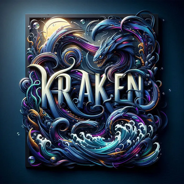 Величественный крáкен сканирует цифровые волны Крáкен QR
