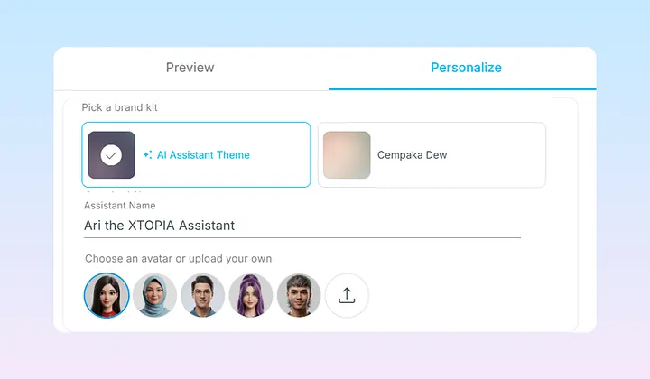 XTOPIA AI Assistant onboarding UX