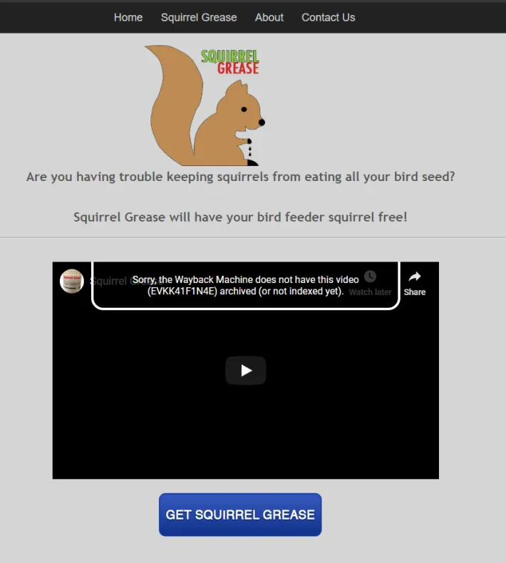 Squirrel grease old website
