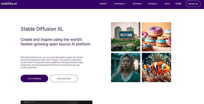 Stable Diffusion— Landing Page