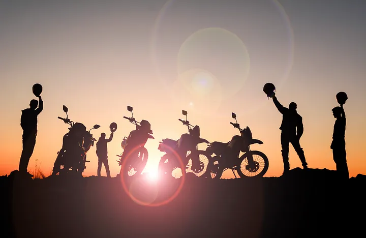 Group Motorcycle Riding Hand Gestures