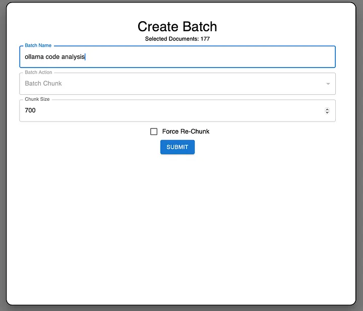 Creating a new batch in the batch actions service