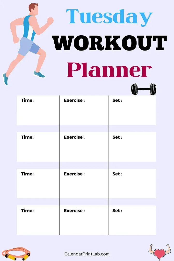 tuesday workout planner for men