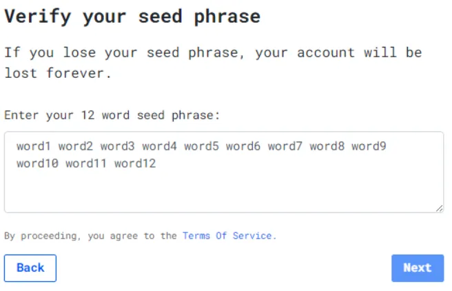 Verify your seed phrase