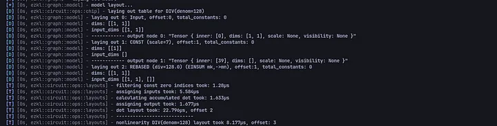 Logs when layouting ML model to circuit