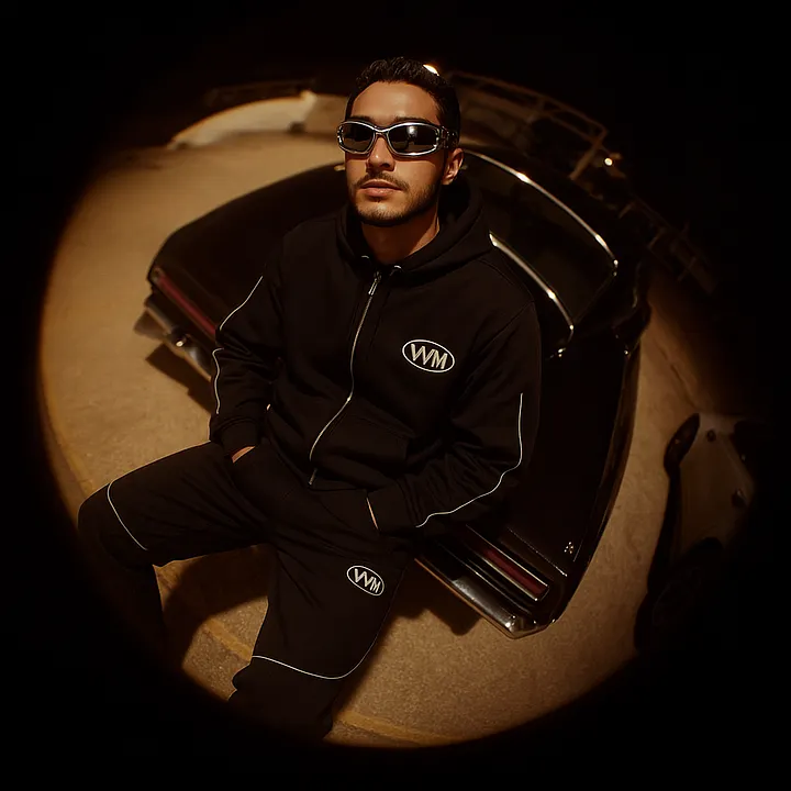 Spirou sitting on a car at night