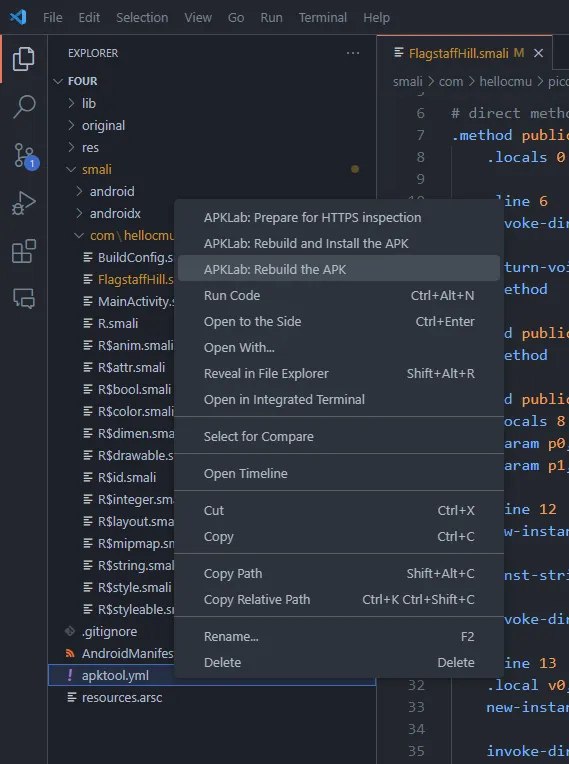 vscode apklab rebuild apk
