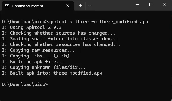 cmd rebuild apk