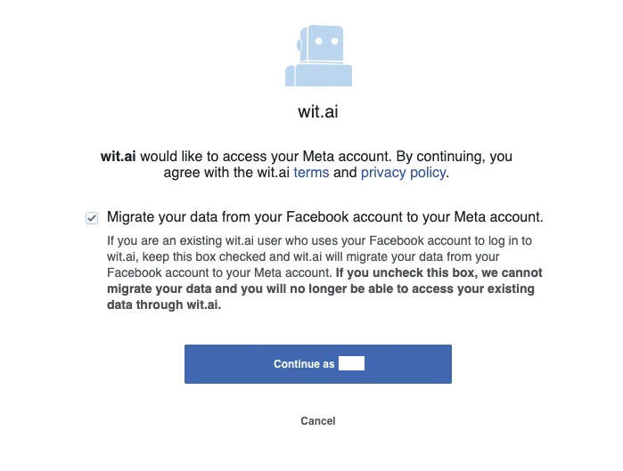 wit.ai apps migration confirmation checkbox