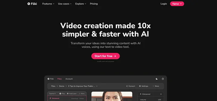 Fliki Landing Page Fliki Landing Page
