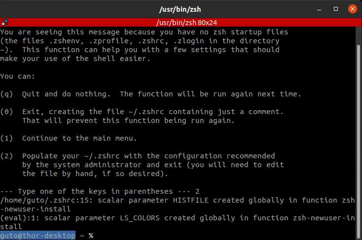 zsh instalado