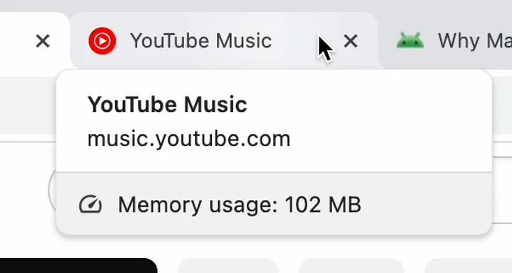 Chrome 119開始呈現每個分頁的記憶體使用量