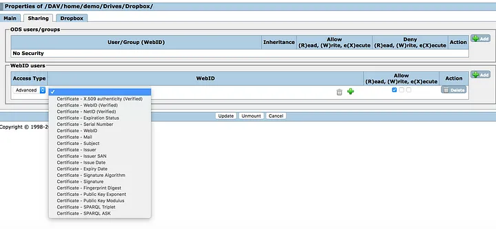 Setting up ACLs on mounted DET folders