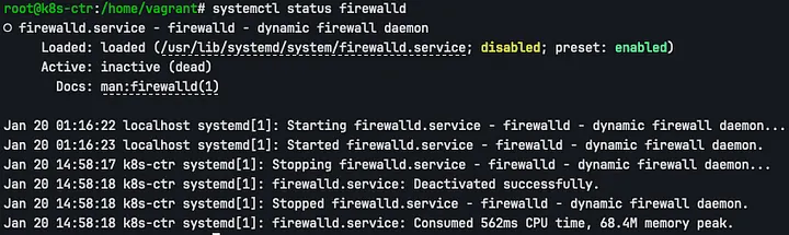 systemctl status firewalld