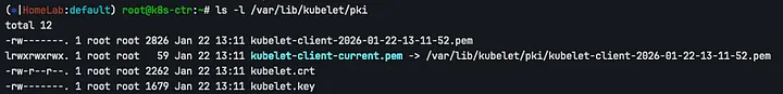 ls -l /var/lib/kubelet/pki