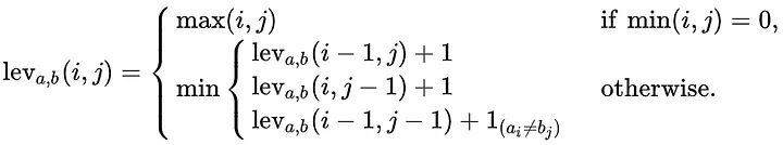 Lavenshtein distance equation