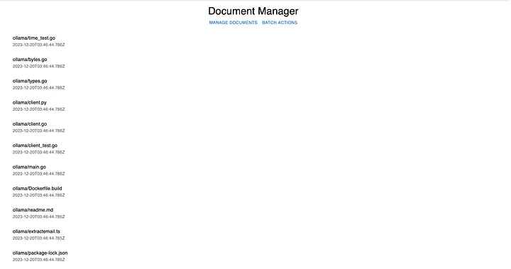The Document Manager page