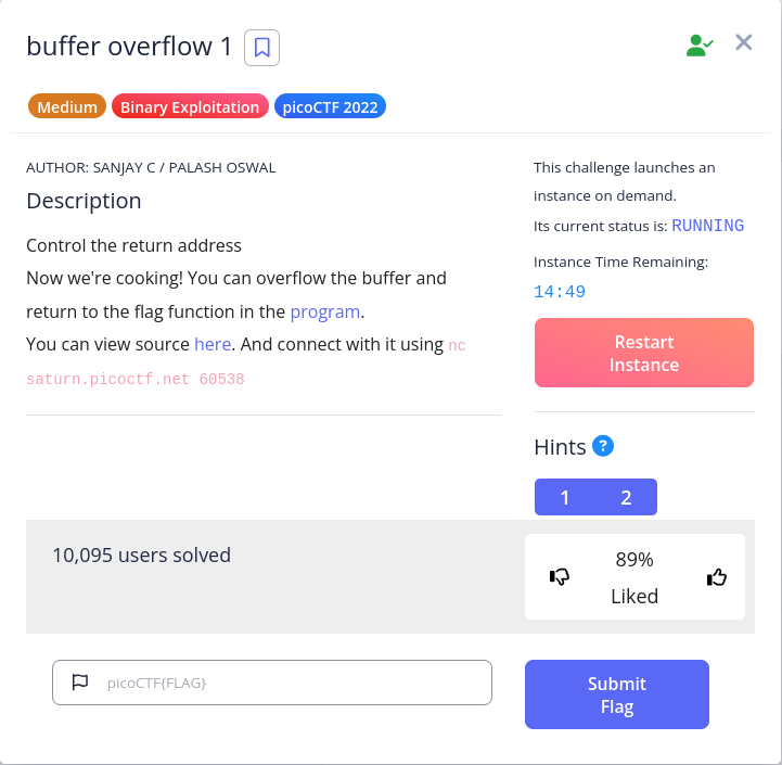 Buffer overflow 1 picoCTF binary exploitation | by Michael Elfauz | Medium