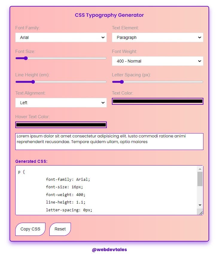 Hey I have Found another Great Free Tool😲😲😲: CSS Typography Generator ...