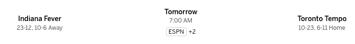 WNBA — Fever at Tempo — 8/18/26