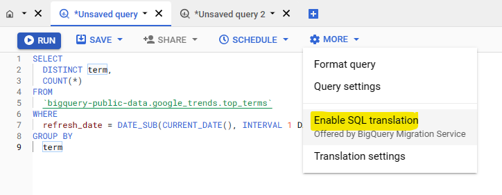 Translate SQLs— Convert queries from different sources to BQ supported ...