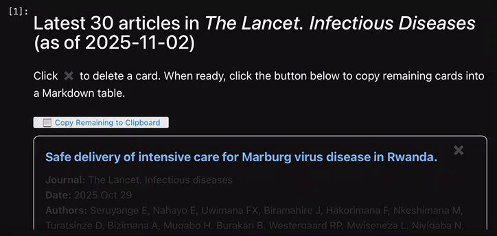 原本Pubmed的文章清單變成深色底,而且使用者可以按X按鈕決定誰需要刪掉