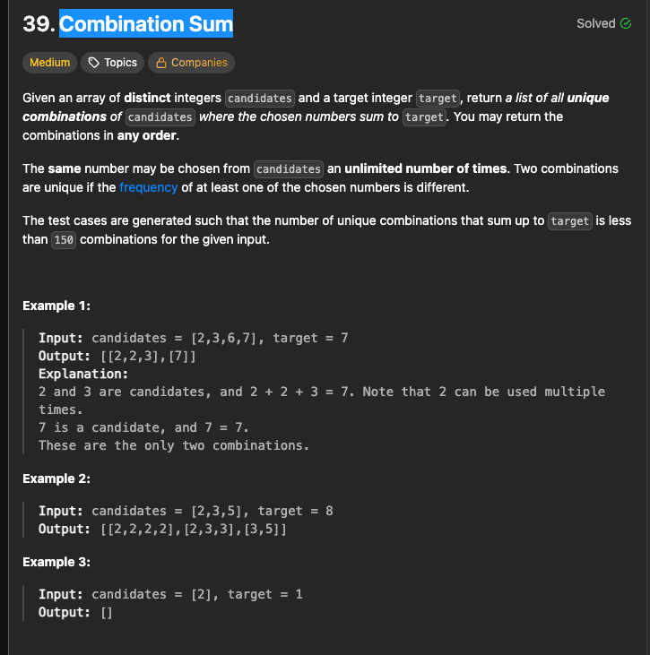 Combination Sum — Blind75 Leetcode — Revision tool | by Akansha ...