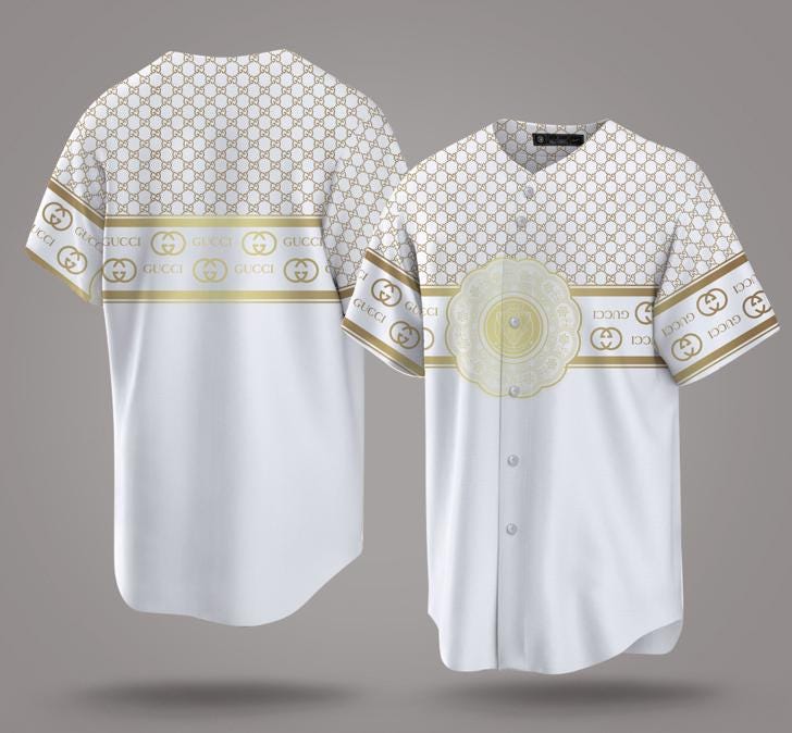 Limited Edition Gucci Luxury Brand White Baseball Jersey Fashion