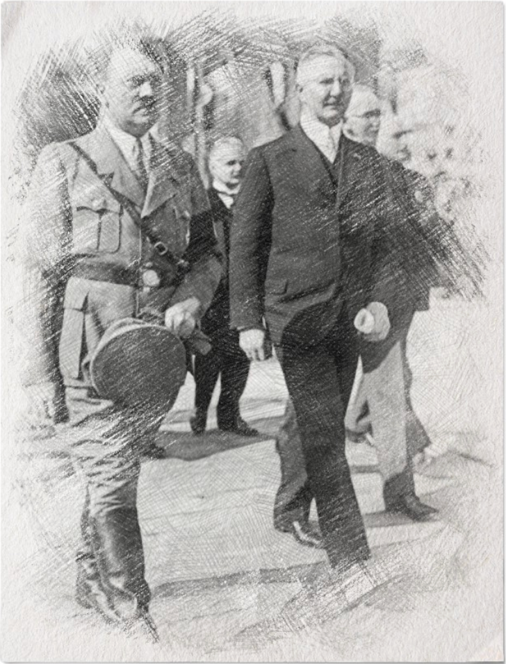 Hjalmar Schacht, head of the German Reichsbank, is shown when he