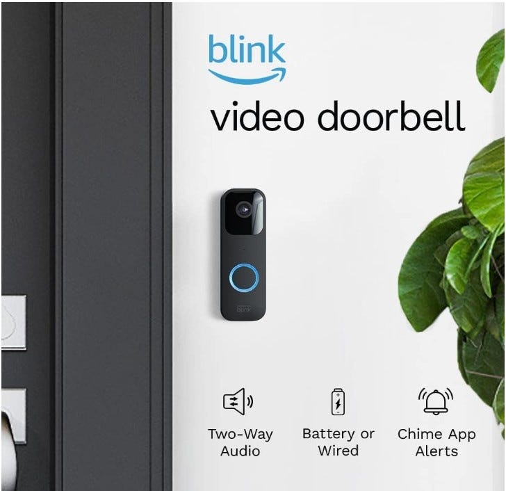 Blink Video Doorbell 1080p HD video, twoyear battery life, simple