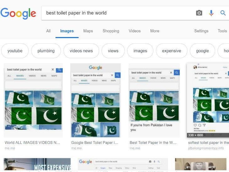 Google denies showing Pakistan Flag as the Best Toilet Paper in the world |  by Garima Bhaskar | Medium