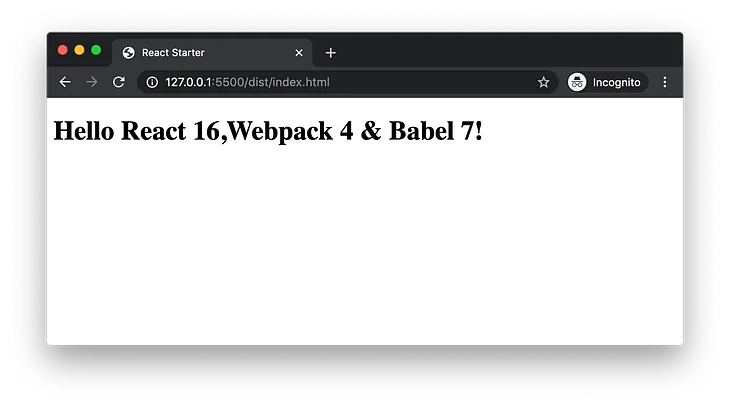 Create React Starter App using React 16, Webpack 4 and Babel 7