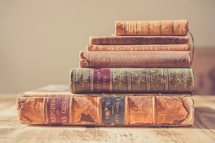 A stack of old books