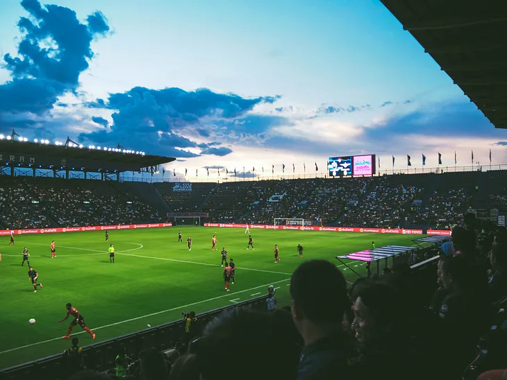 A fan watches a game of football