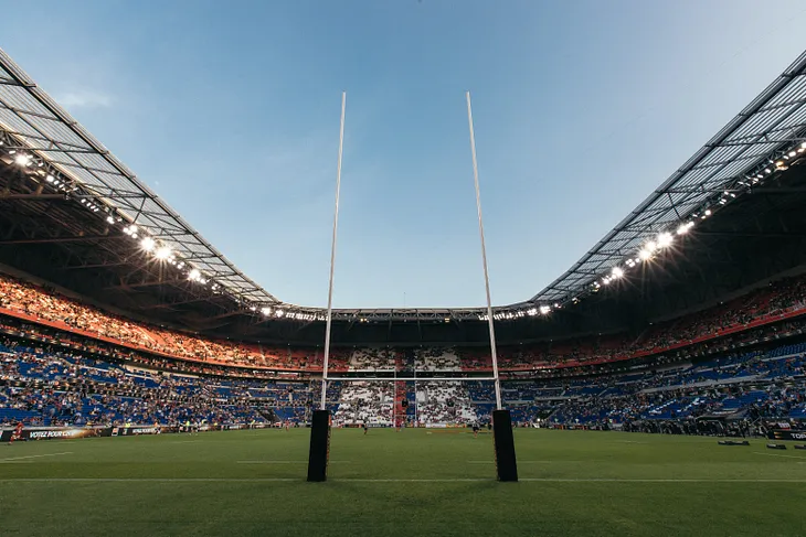 Rugby poles in a stadium