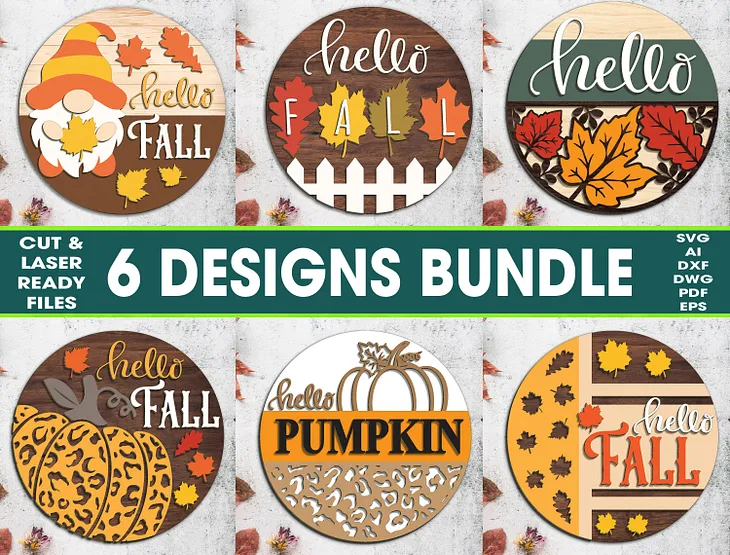 Bundle Welcome Fall Door Sign Cut File