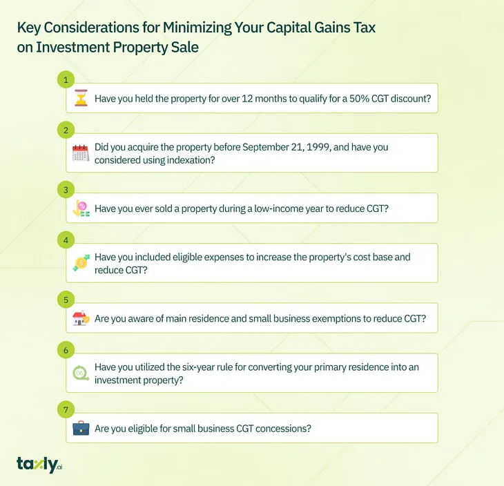 How to Minimise Capital Gains Tax on Investment Property Sale?