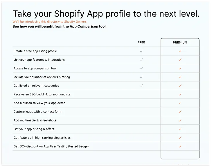 Ecommerce Pro’s Shopify AppComparison Tool- Free Account vs Premium