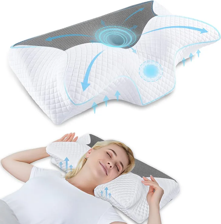 HOMCA Cervical Pillow Memory Foam Pillows - Contour Memory Foam Pillow for Neck Pain Relief, Orthopedic Neck Bed Pillow for Side Sleepers Back and Stomach