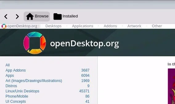 Opendesktop.org app — how to install themes the easy way