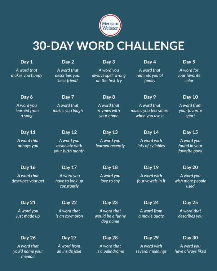 Merriam Webster 30-Day Word Challenge