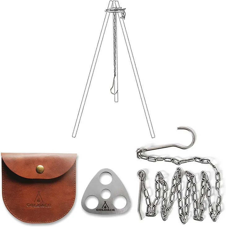 Stainless Steel Camping Gear and Equipment - Campfire Cooking Accessories Set - Radiate Portable Round Cookware - Dutch Oven Camping Cookware - Outdoor Camp Tripod Cooking, Silver