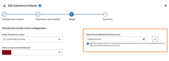 Salesforce Listener error event call-back support in webMethods.io