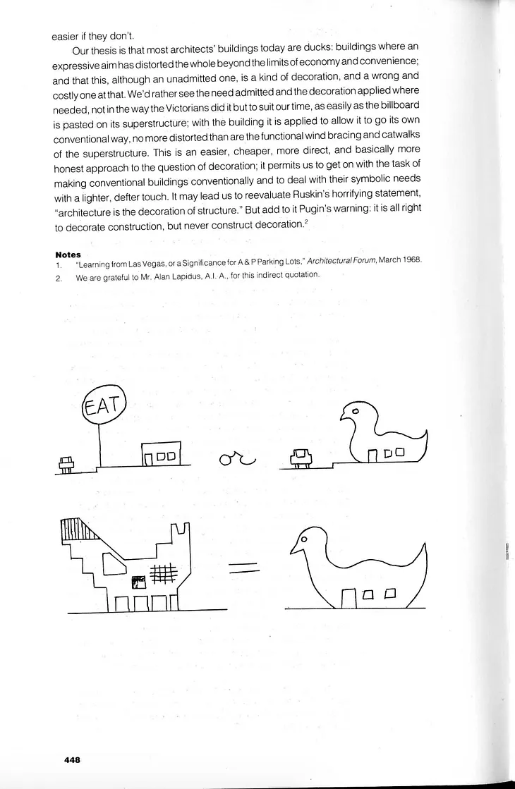 Denise Scott Brown and Robert Venturi, “On Ducks and Decoration” (1968)