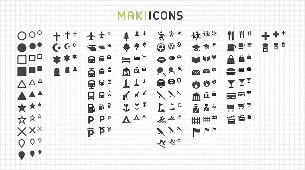 Maki icons in a grid