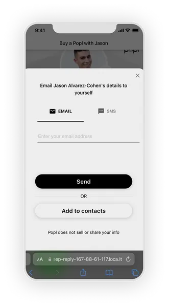 Popl digital business card save contact feature